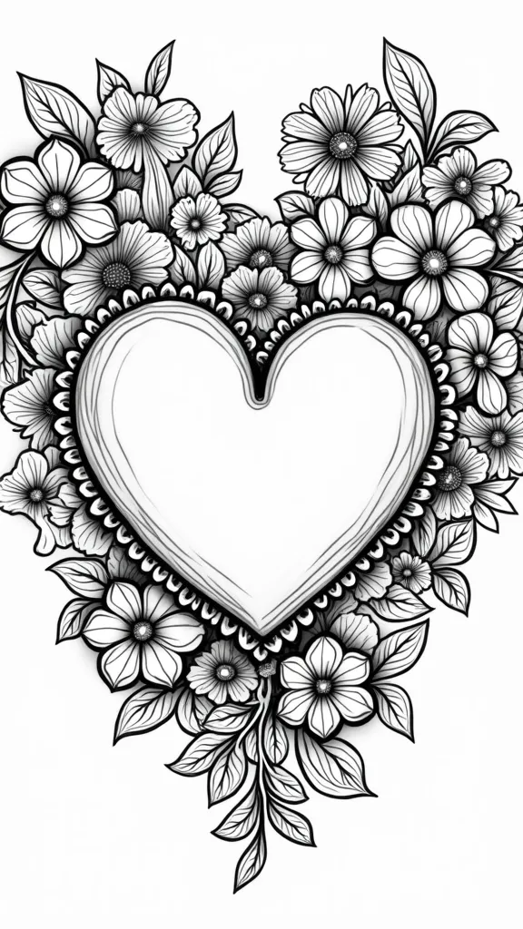 coloring page of a heart